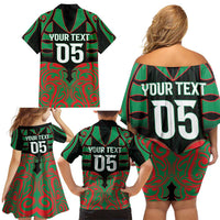 Custom Aotearoa Ngati Hine Family Matching Off Shoulder Short Dress and Hawaiian Shirt Maori Pattern New Zealand - Polynesian Pride