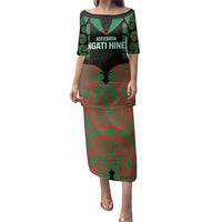 Custom Aotearoa Ngati Hine Family Matching Puletasi and Hawaiian Shirt Maori Pattern New Zealand DT05 Mom's Dress Green - Polynesian Pride