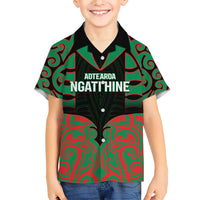 Custom Aotearoa Ngati Hine Family Matching Short Sleeve Bodycon Dress and Hawaiian Shirt Maori Pattern New Zealand DT05 Son's Shirt Green - Polynesian Pride