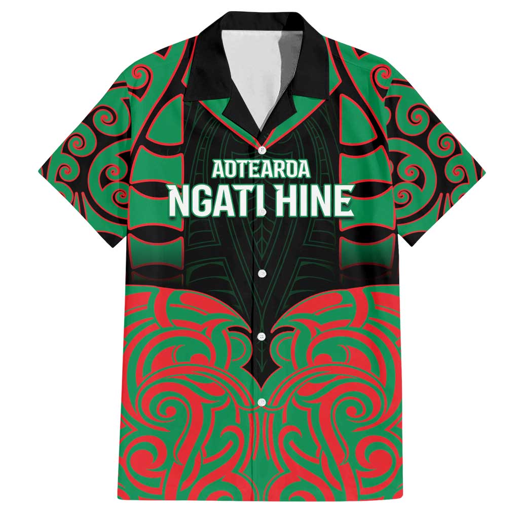 Custom Aotearoa Ngati Hine Family Matching Summer Maxi Dress and Hawaiian Shirt Maori Pattern New Zealand DT05 Dad's Shirt - Short Sleeve Green - Polynesian Pride
