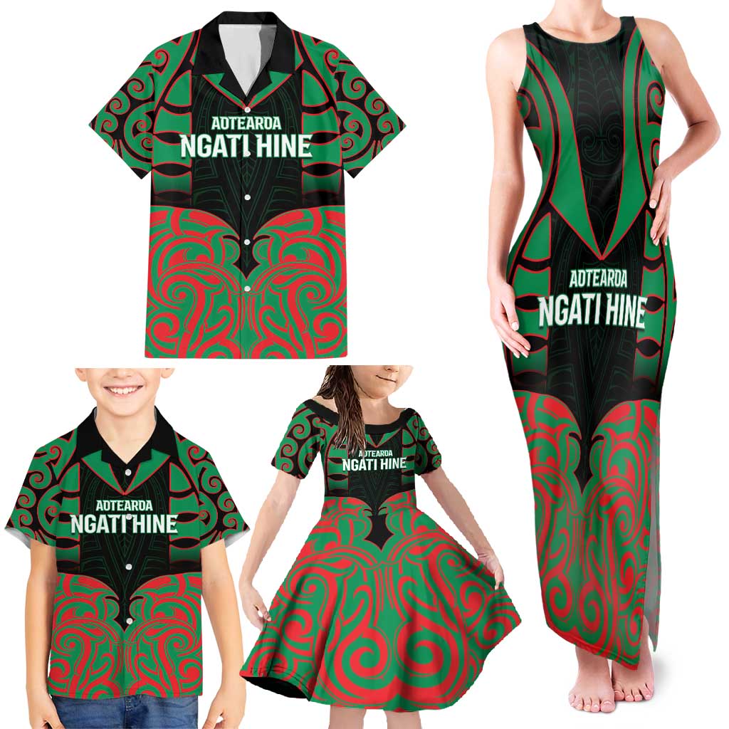 Custom Aotearoa Ngati Hine Family Matching Tank Maxi Dress and Hawaiian Shirt Maori Pattern New Zealand - Polynesian Pride