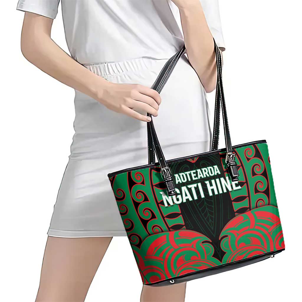 Aotearoa Ngati Hine Leather Tote Bag Maori Pattern New Zealand - Polynesian Pride