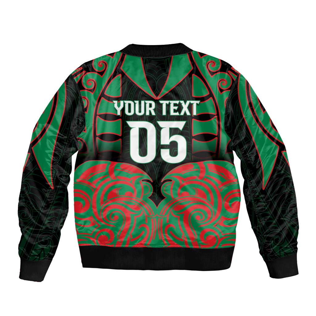 Custom Aotearoa Ngati Hine Sleeve Zip Bomber Jacket Maori Pattern New Zealand - Polynesian Pride