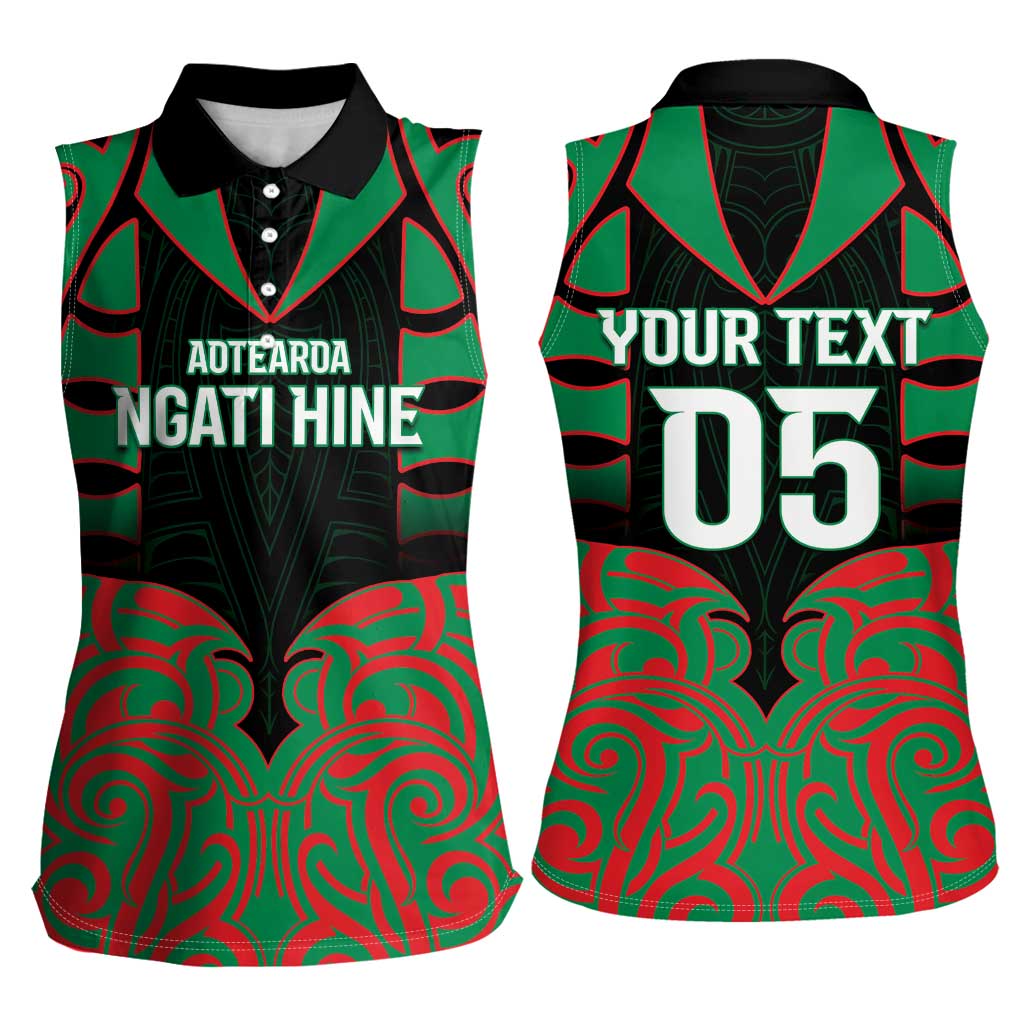 Custom Aotearoa Ngati Hine Women Sleeveless Polo Shirt Maori Pattern New Zealand - Polynesian Pride