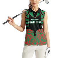 Custom Aotearoa Ngati Hine Women Sleeveless Polo Shirt Maori Pattern New Zealand - Polynesian Pride