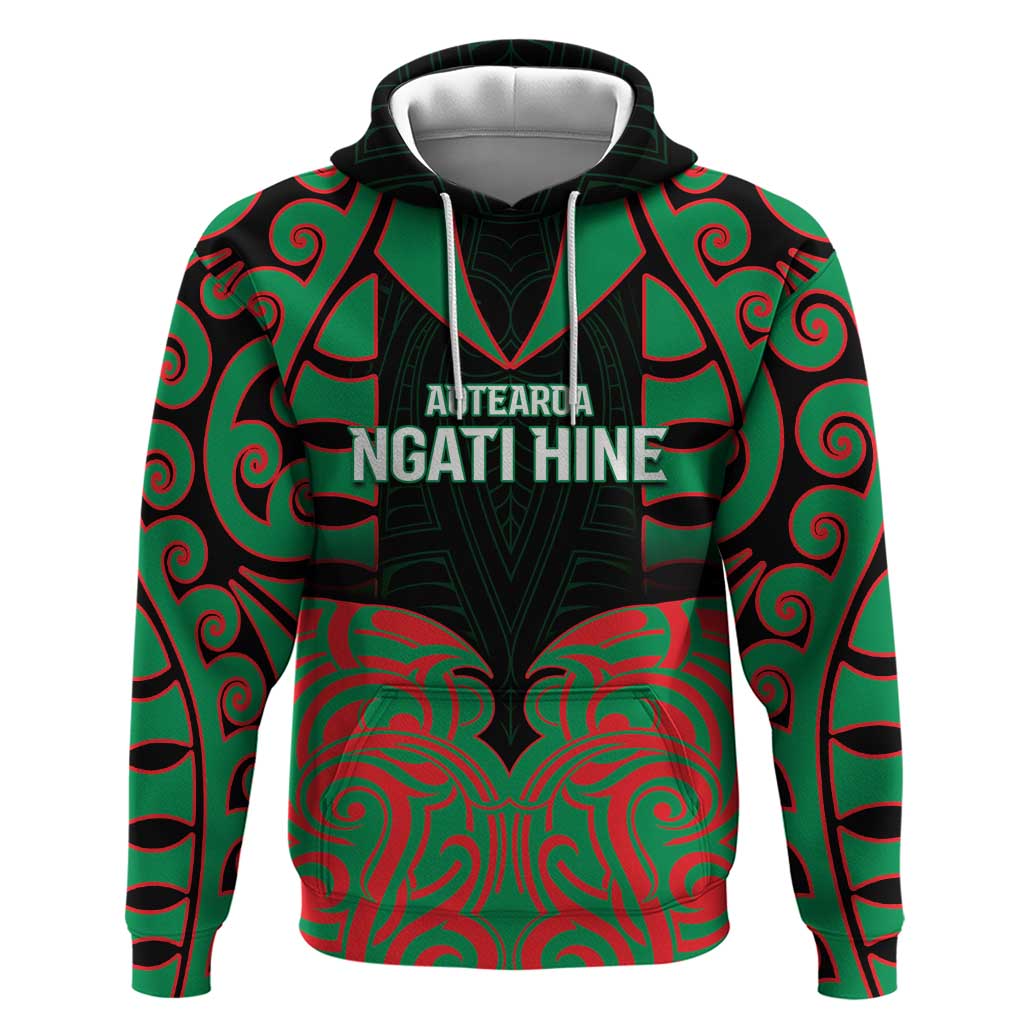 Custom Aotearoa Ngati Hine Zip Hoodie Maori Pattern New Zealand - Polynesian Pride