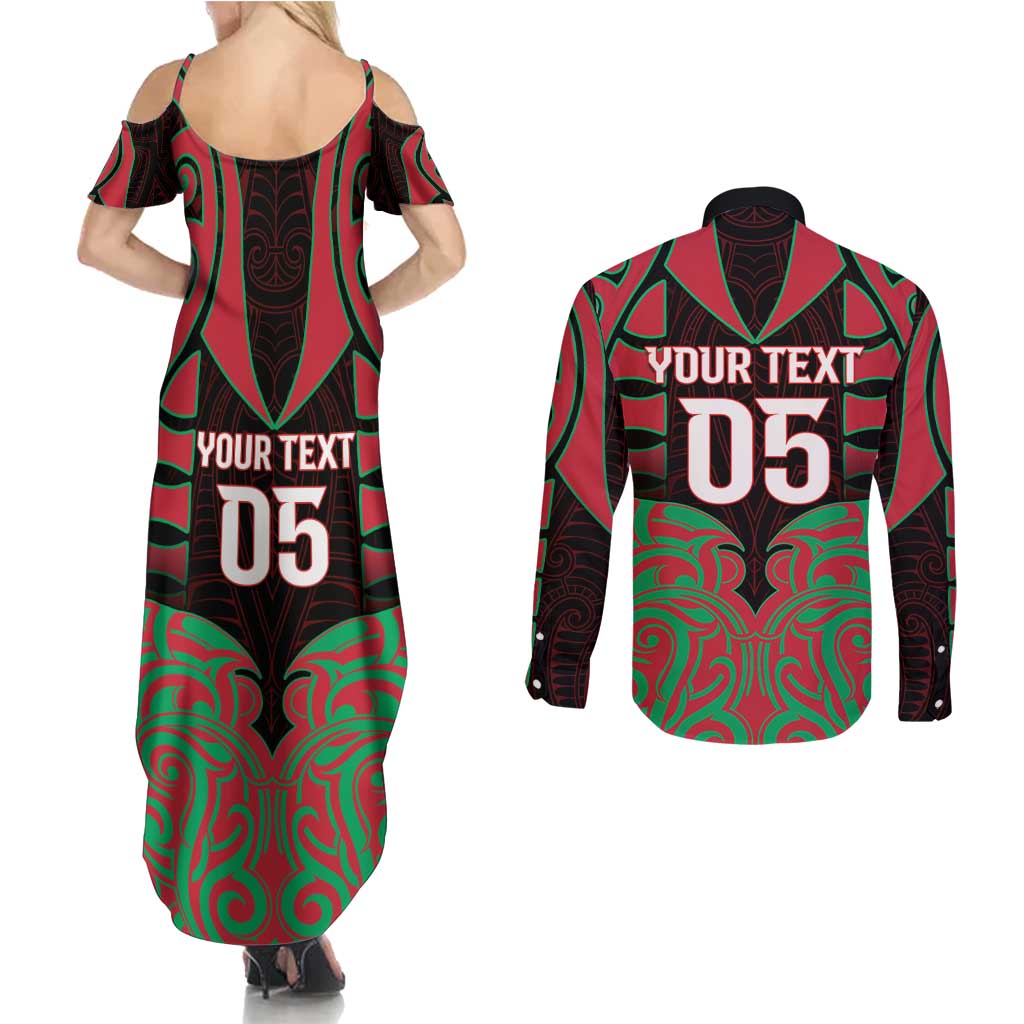 Custom Aotearoa Tuhoe Couples Matching Summer Maxi Dress and Long Sleeve Button Shirt Maori Pattern New Zealand - Polynesian Pride