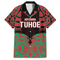 Custom Aotearoa Tuhoe Family Matching Summer Maxi Dress and Hawaiian Shirt Maori Pattern New Zealand DT05 Dad's Shirt - Short Sleeve Red - Polynesian Pride
