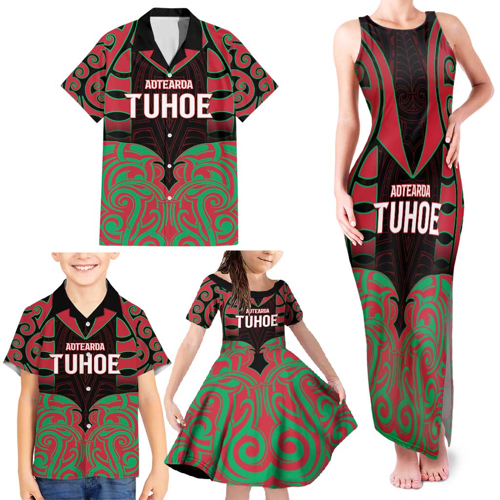 Custom Aotearoa Tuhoe Family Matching Tank Maxi Dress and Hawaiian Shirt Maori Pattern New Zealand - Polynesian Pride