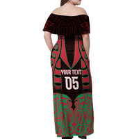 Custom Aotearoa Tuhoe Off Shoulder Maxi Dress Maori Pattern New Zealand - Polynesian Pride
