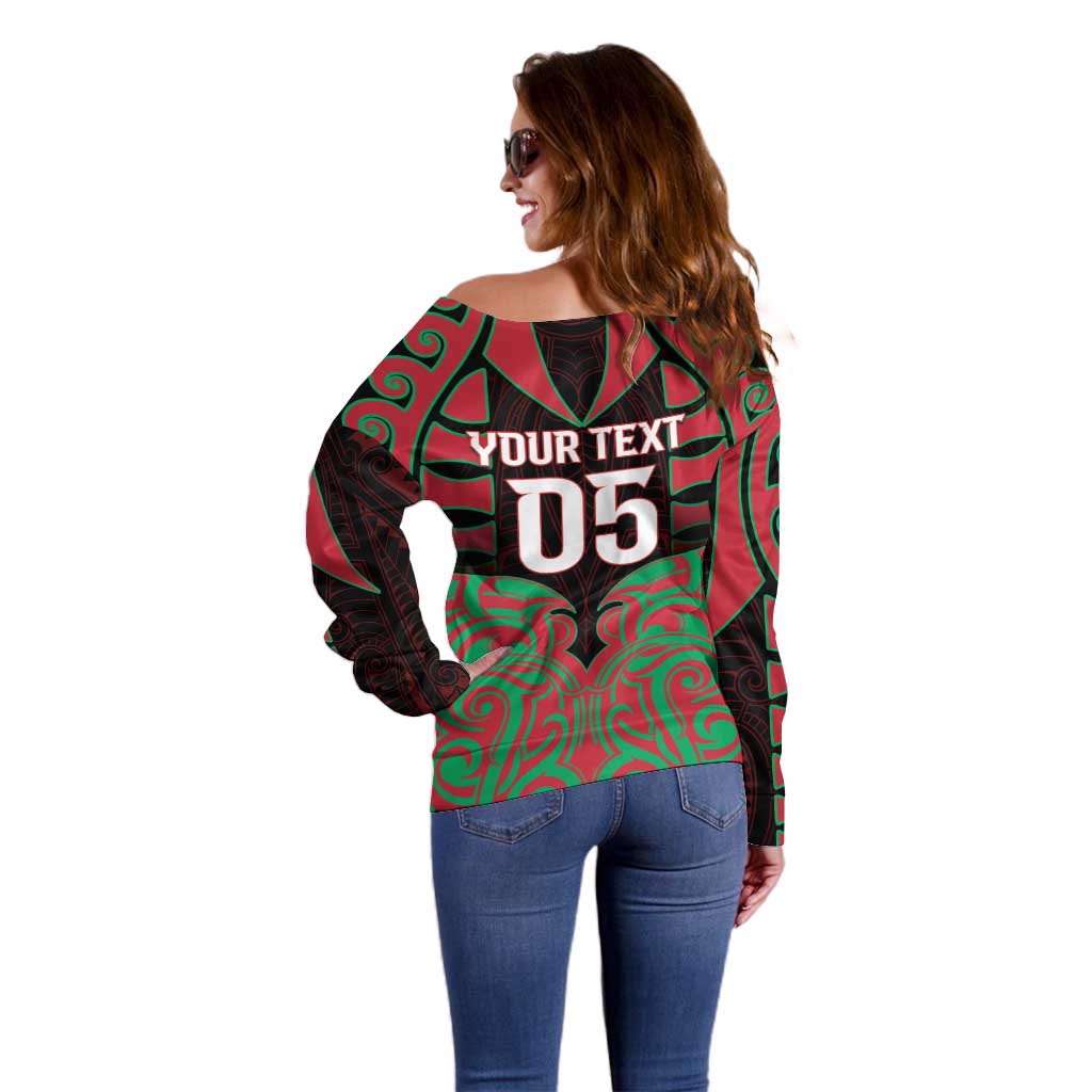 Custom Aotearoa Tuhoe Off Shoulder Sweater Maori Pattern New Zealand - Polynesian Pride
