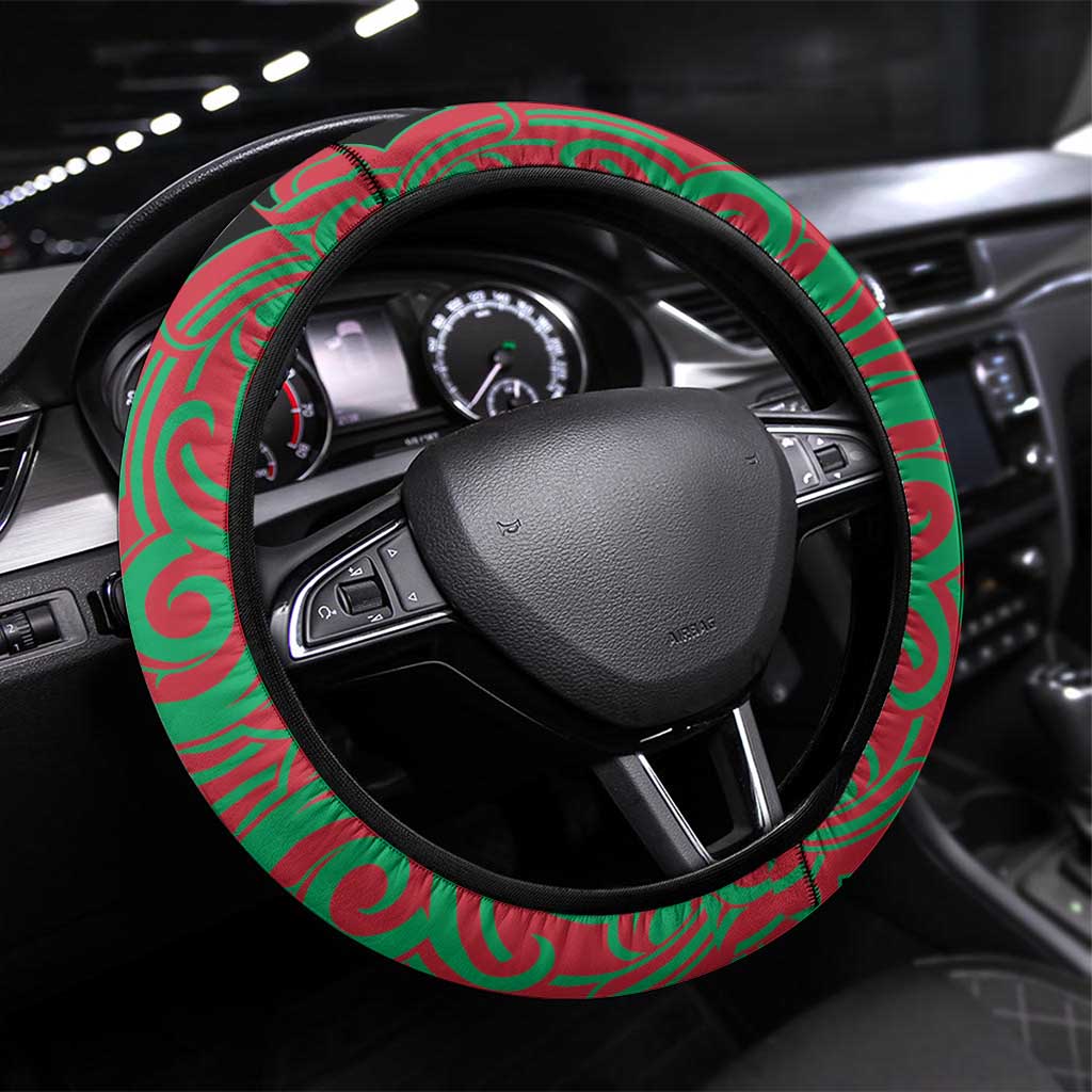 Aotearoa Tuhoe Steering Wheel Cover Maori Pattern New Zealand - Polynesian Pride
