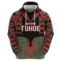 Custom Aotearoa Tuhoe Zip Hoodie Maori Pattern New Zealand - Polynesian Pride