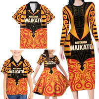 Custom Aotearoa Waikato Family Matching Long Sleeve Bodycon Dress and Hawaiian Shirt Maori Pattern New Zealand DT05 - Polynesian Pride