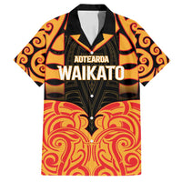 Custom Aotearoa Waikato Family Matching Long Sleeve Bodycon Dress and Hawaiian Shirt Maori Pattern New Zealand DT05 Dad's Shirt - Short Sleeve Orange - Polynesian Pride