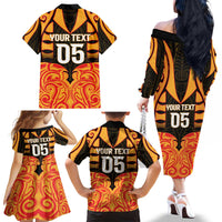 Custom Aotearoa Waikato Family Matching Off The Shoulder Long Sleeve Dress and Hawaiian Shirt Maori Pattern New Zealand - Polynesian Pride