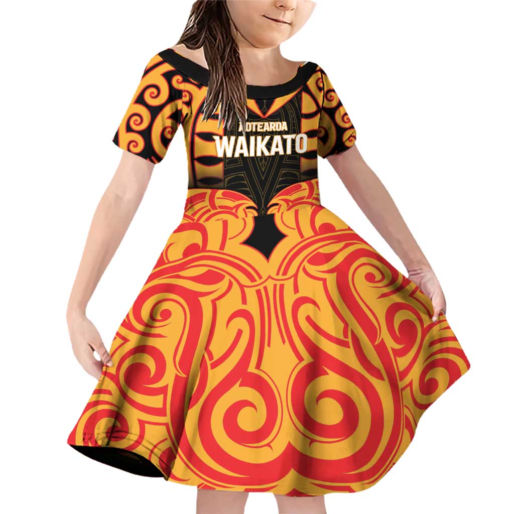 Custom Aotearoa Waikato Family Matching Off Shoulder Short Dress and Hawaiian Shirt Maori Pattern New Zealand - Polynesian Pride