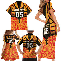 Custom Aotearoa Waikato Family Matching Short Sleeve Bodycon Dress and Hawaiian Shirt Maori Pattern New Zealand DT05 - Polynesian Pride