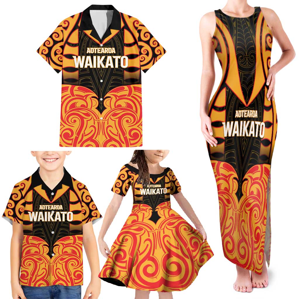 Custom Aotearoa Waikato Family Matching Tank Maxi Dress and Hawaiian Shirt Maori Pattern New Zealand - Polynesian Pride