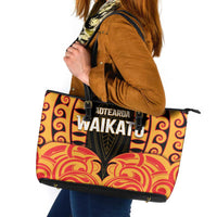 Aotearoa Waikato Leather Tote Bag Maori Pattern New Zealand - Polynesian Pride