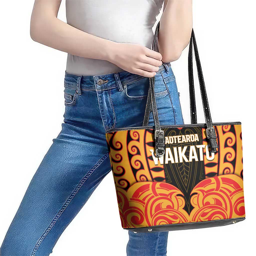 Aotearoa Waikato Leather Tote Bag Maori Pattern New Zealand - Polynesian Pride