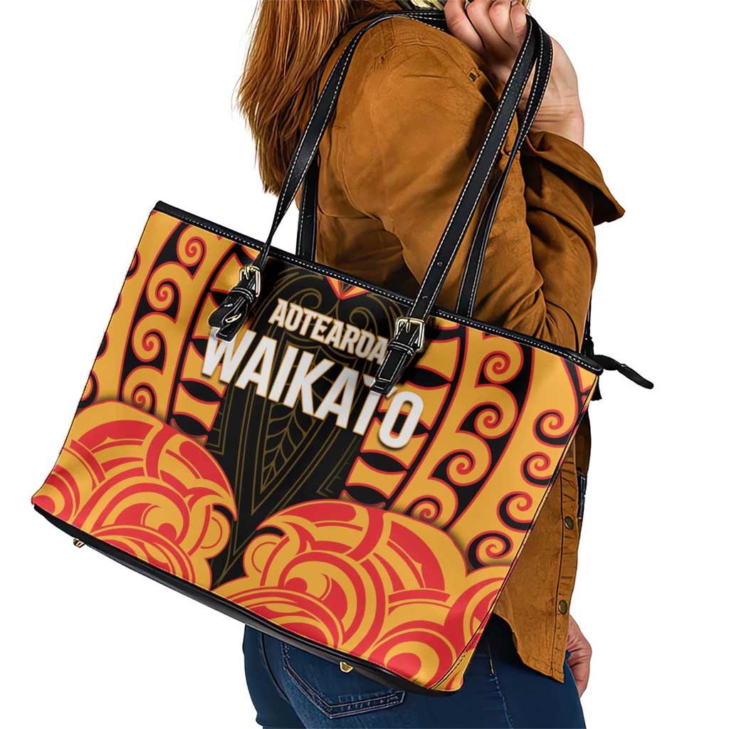 Aotearoa Waikato Leather Tote Bag Maori Pattern New Zealand - Polynesian Pride