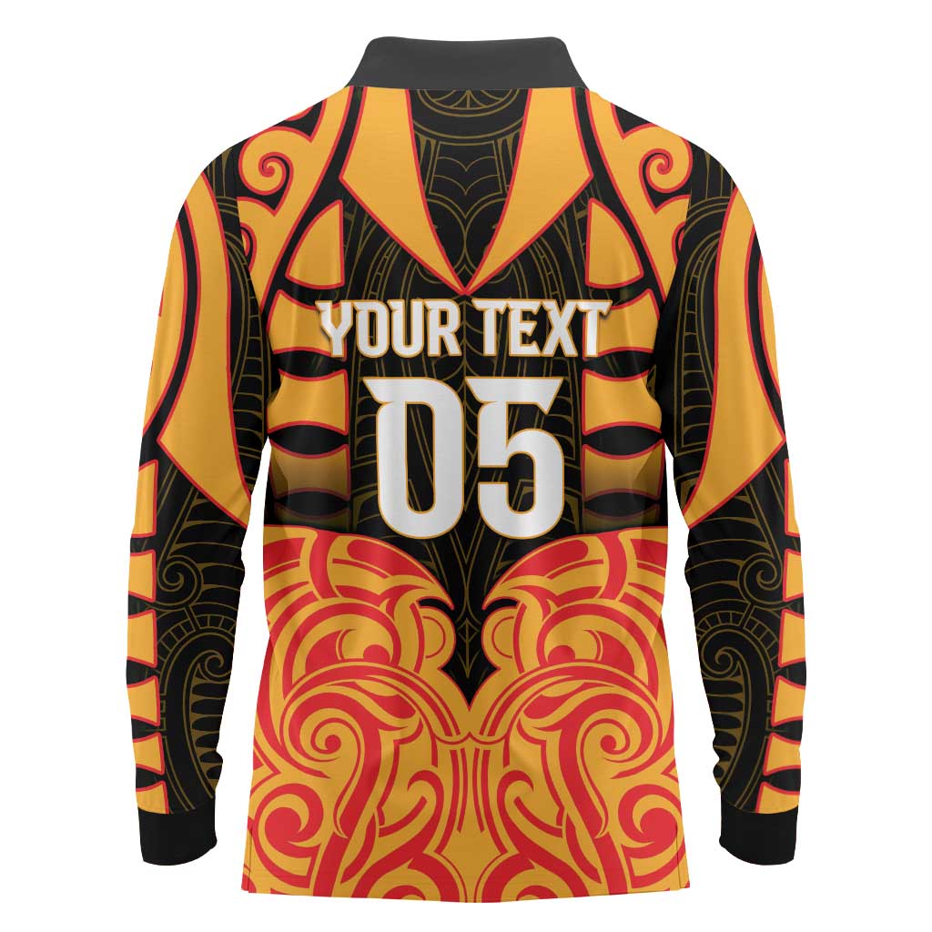 Custom Aotearoa Waikato Long Sleeve Polo Shirt Maori Pattern New Zealand - Polynesian Pride