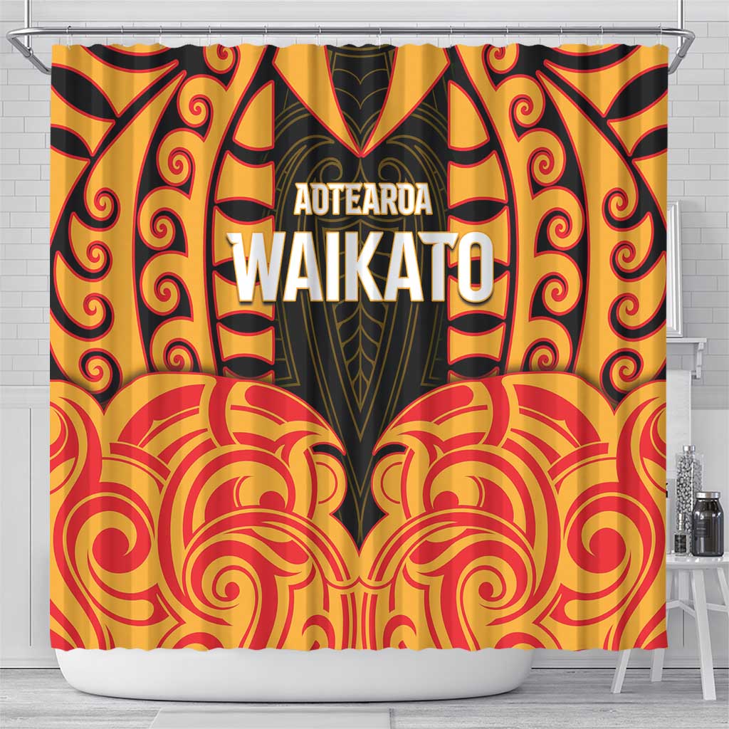 Aotearoa Waikato Shower Curtain Maori Pattern New Zealand - Polynesian Pride