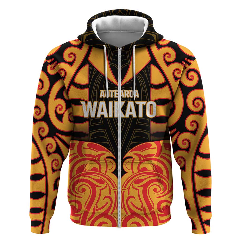Custom Aotearoa Waikato Zip Hoodie Maori Pattern New Zealand - Polynesian Pride