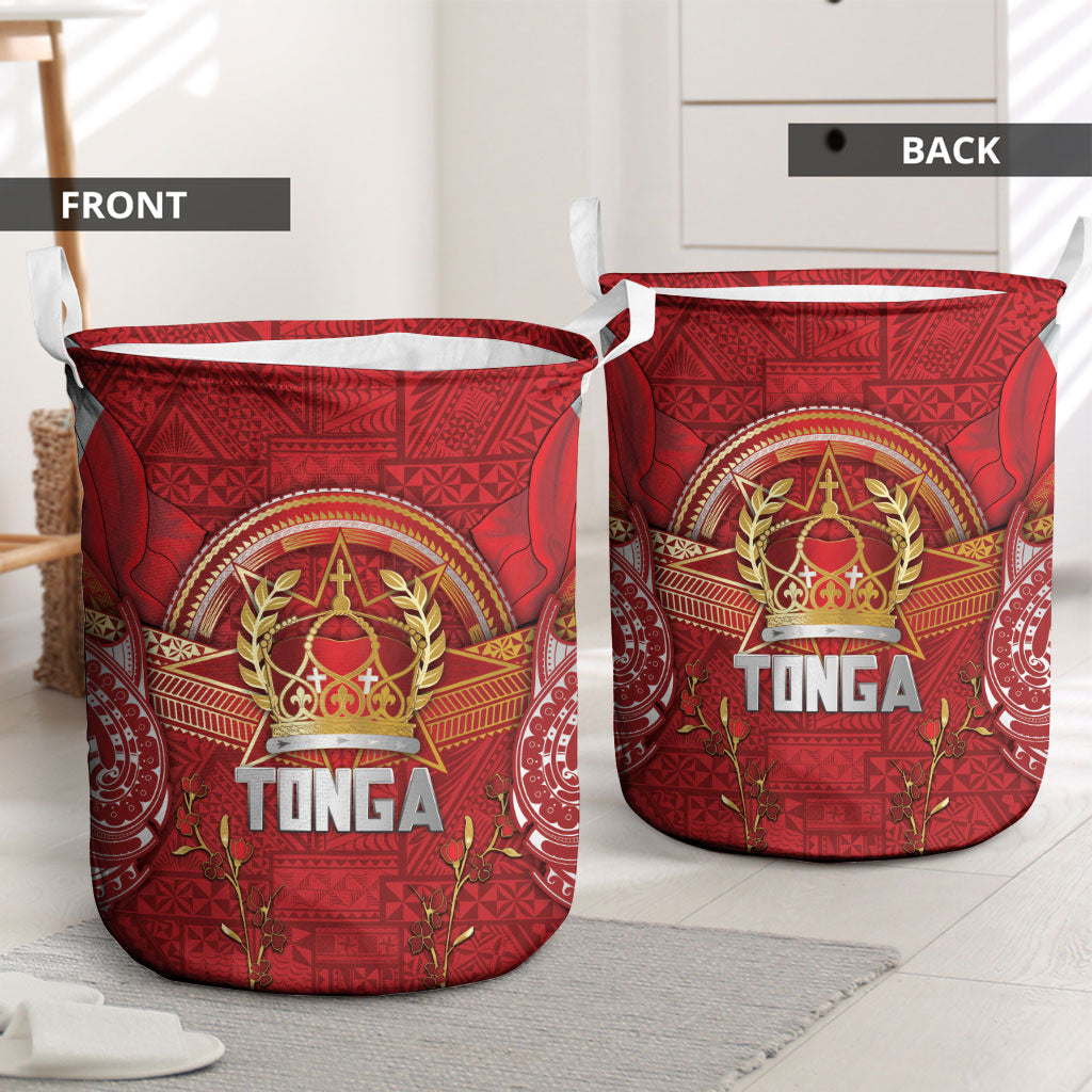 Tonga King's Birthday Laundry Basket Gold Royal Crown Tribal Patterns