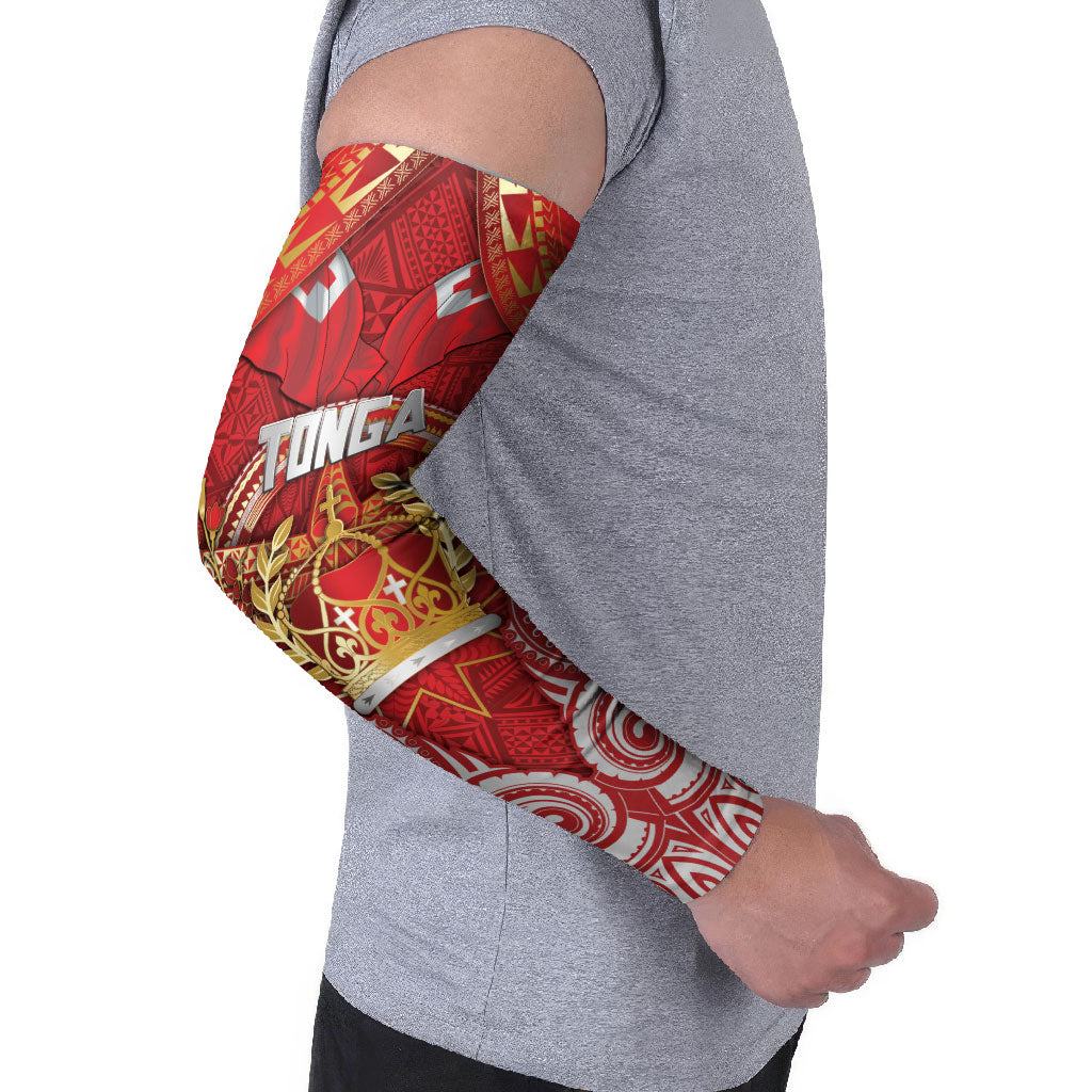 Tonga King's Birthday Arm Sleeves Gold Royal Crown Tribal Patterns