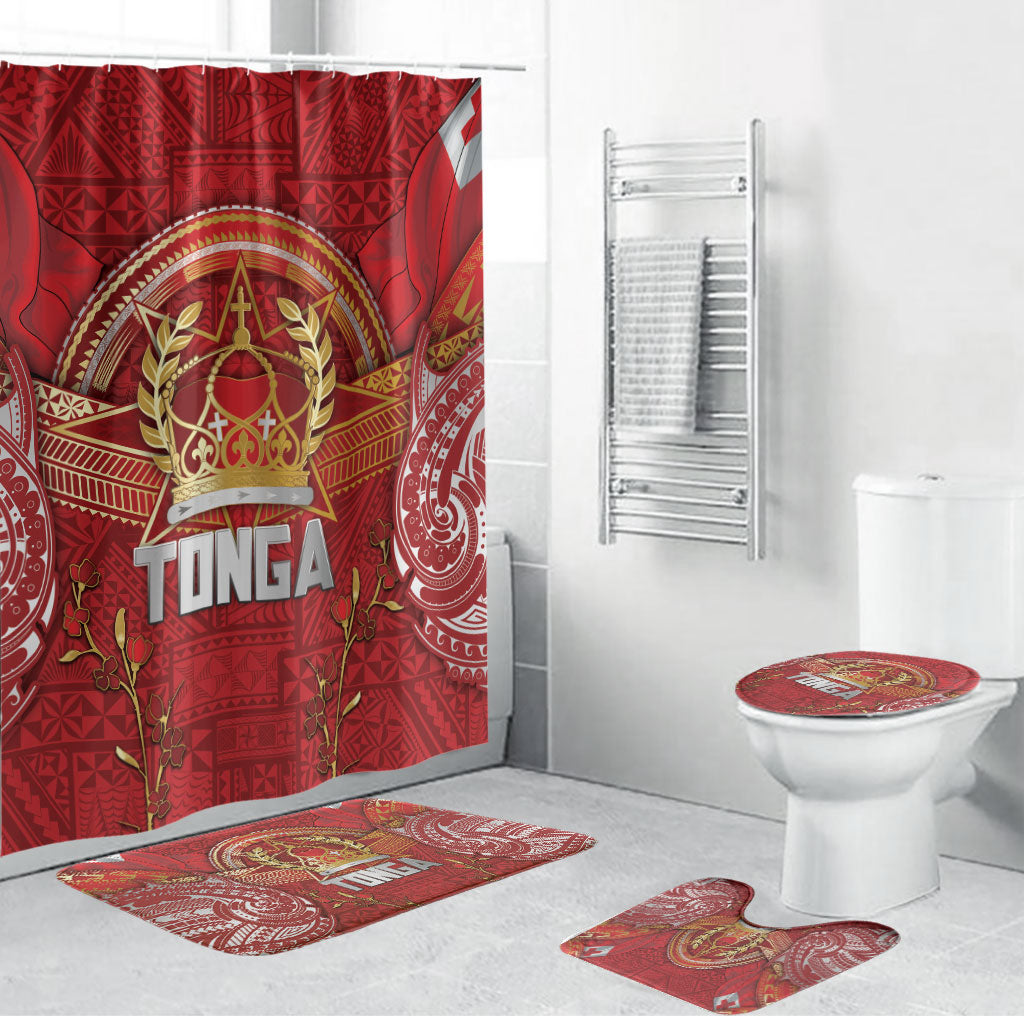 Tonga King's Birthday Bathroom Set Gold Royal Crown Tribal Patterns