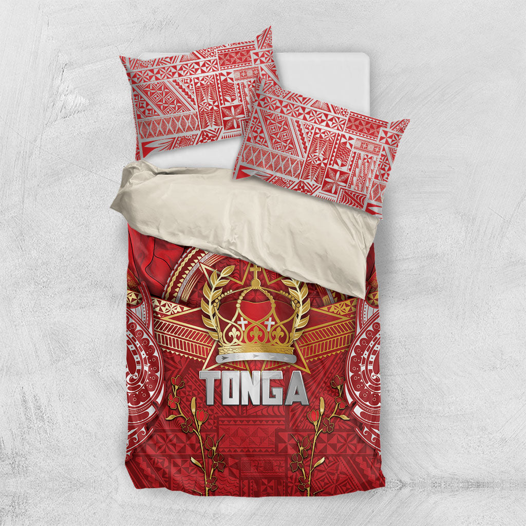 Tonga King's Birthday Bedding Set Gold Royal Crown Tribal Patterns