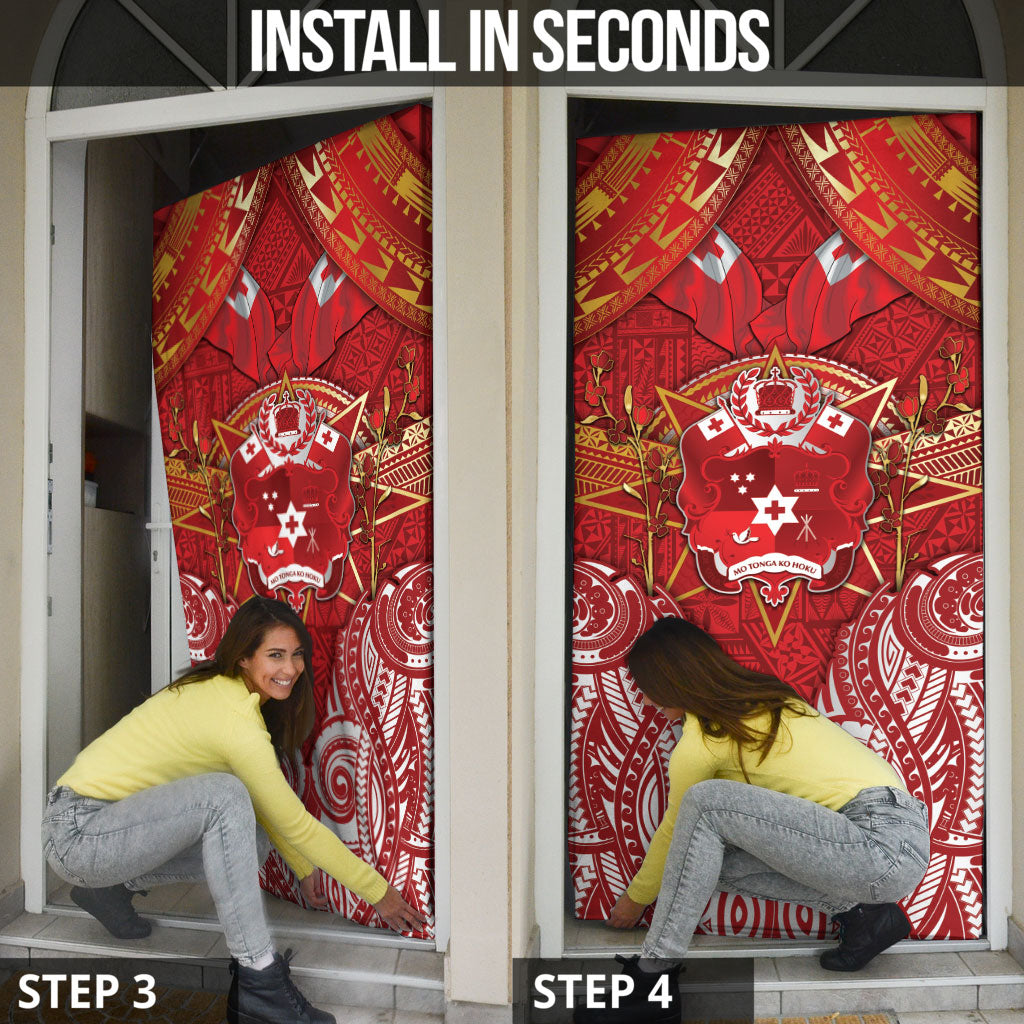 Tonga King's Birthday Door Cover Gold Royal Crown Tribal Patterns
