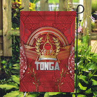 Tonga King's Birthday Garden Flag Gold Royal Crown Tribal Patterns