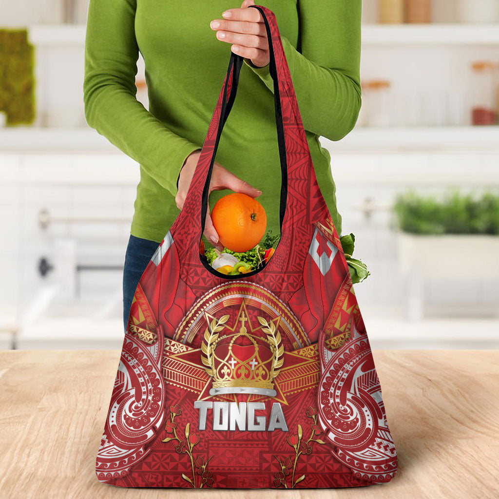 Tonga King's Birthday Grocery Bag Gold Royal Crown Tribal Patterns
