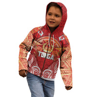 Tonga King's Birthday Kid Hoodie Gold Royal Crown Tribal Patterns