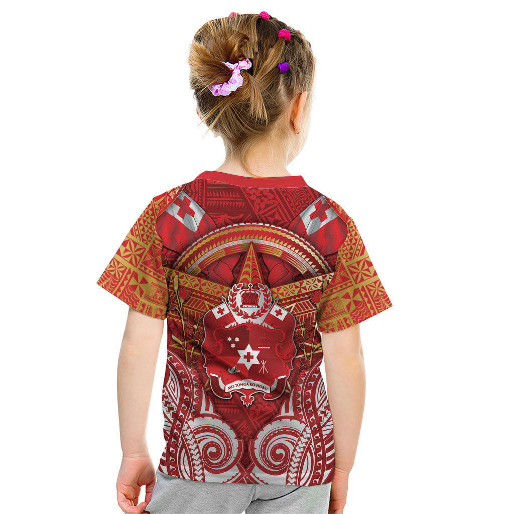 Tonga King's Birthday Kid T Shirt Gold Royal Crown Tribal Patterns