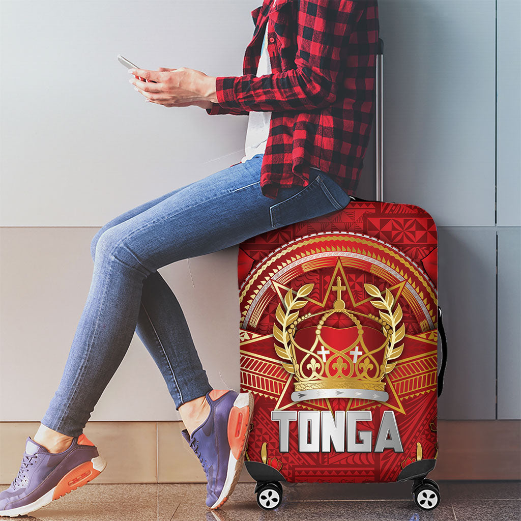 Tonga King's Birthday Luggage Cover Gold Royal Crown Tribal Patterns