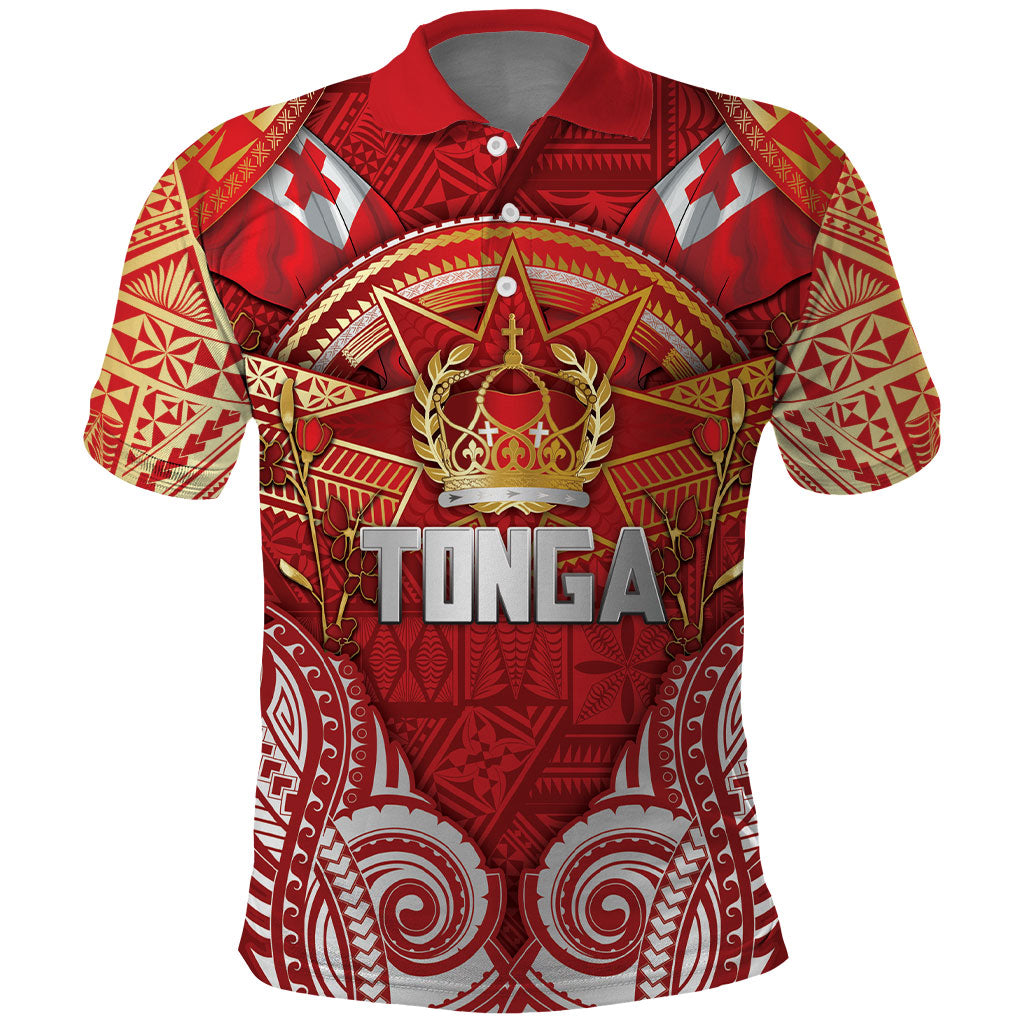 Tonga King's Birthday Polo Shirt Gold Royal Crown Tribal Patterns
