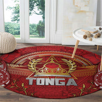 Tonga King's Birthday Round Carpet Gold Royal Crown Tribal Patterns