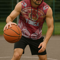 Tonga King's Birthday Sleeveless Hoodie Gold Royal Crown Tribal Patterns