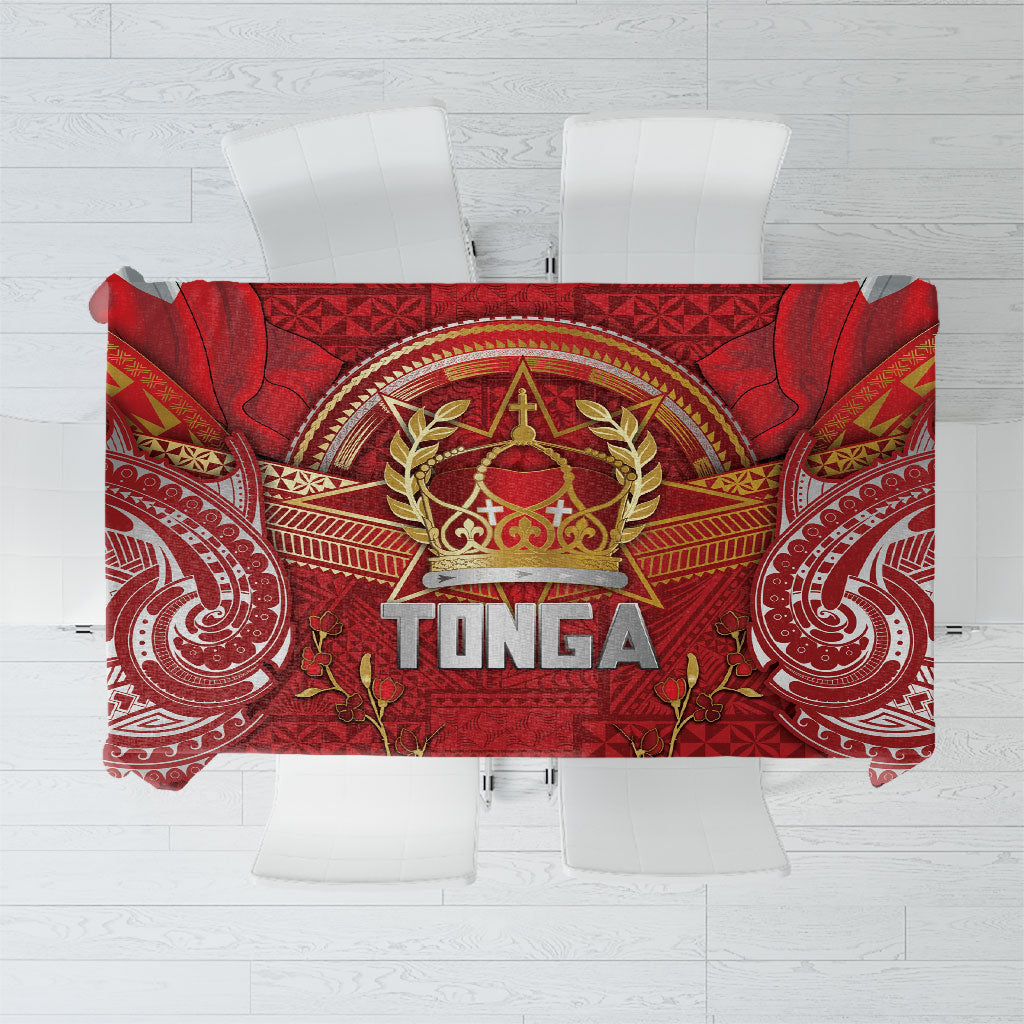 Tonga King's Birthday Tablecloth Gold Royal Crown Tribal Patterns