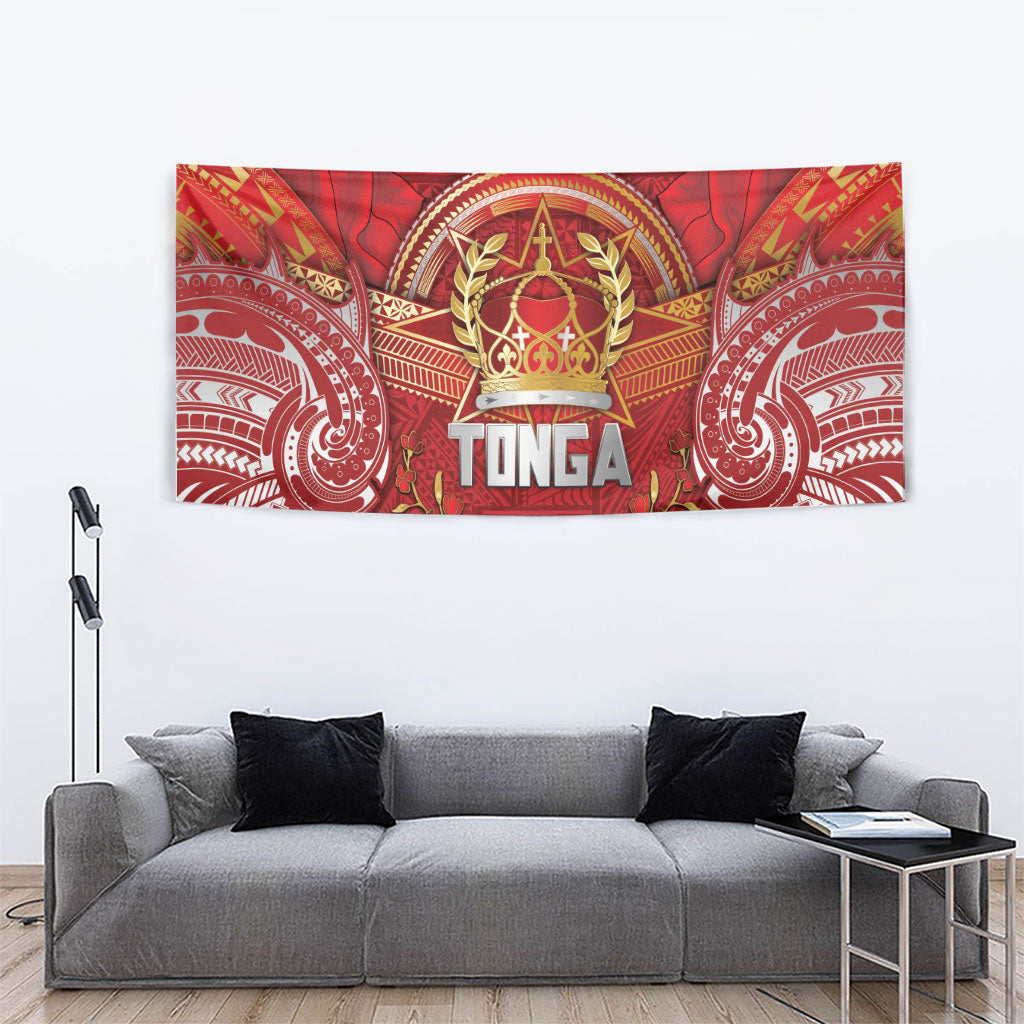 Tonga King's Birthday Tapestry Gold Royal Crown Tribal Patterns