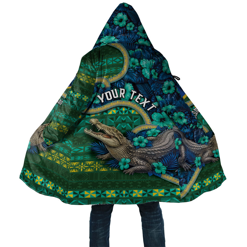 Personalised Solomon Islands Independence Day Cloak Crocodile Hibiscus Tribal Pattern
