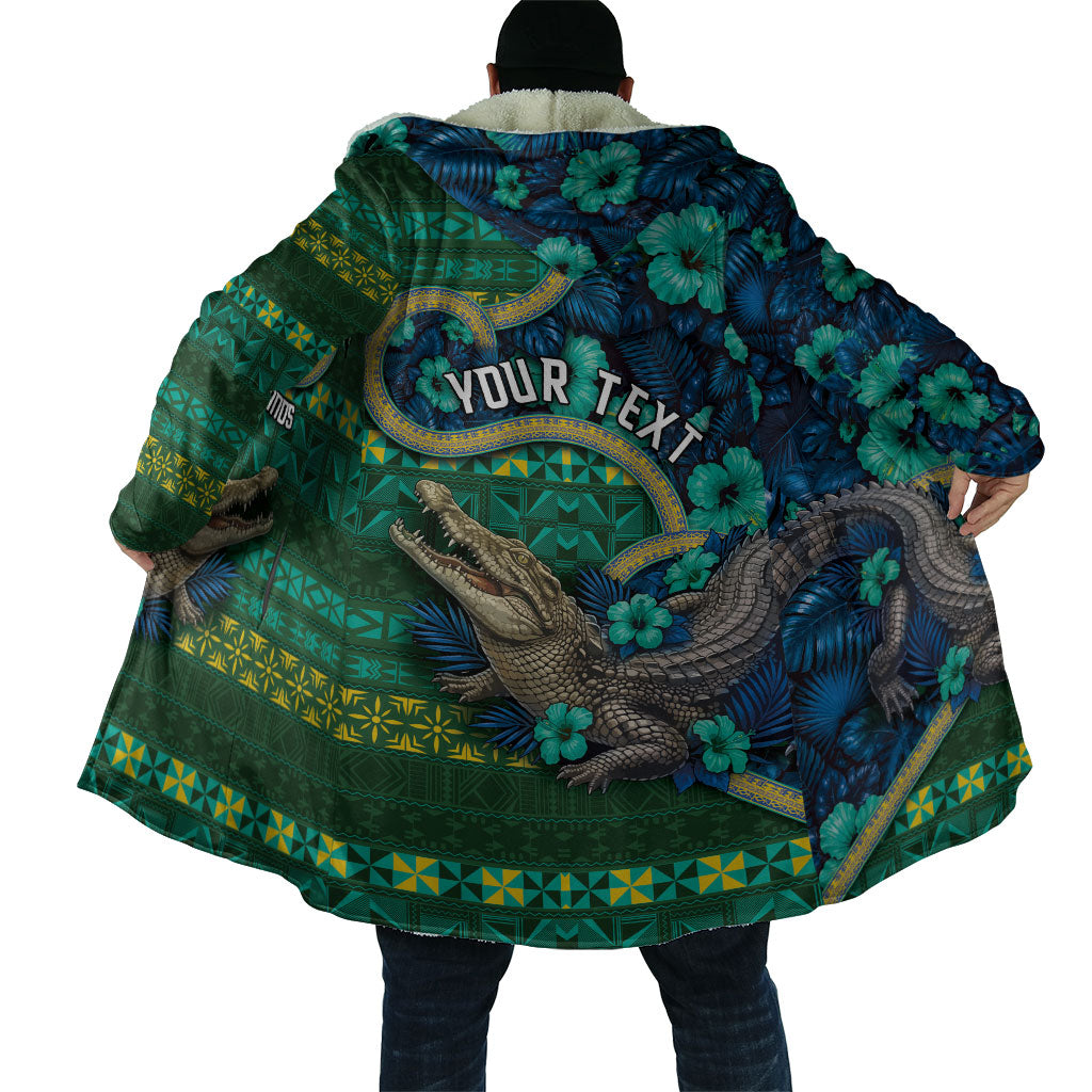 Personalised Solomon Islands Independence Day Cloak Crocodile Hibiscus Tribal Pattern
