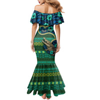 Personalised Solomon Islands Independence Day Family Matching Mermaid Dress and Hawaiian Shirt Crocodile Hibiscus Tribal Pattern