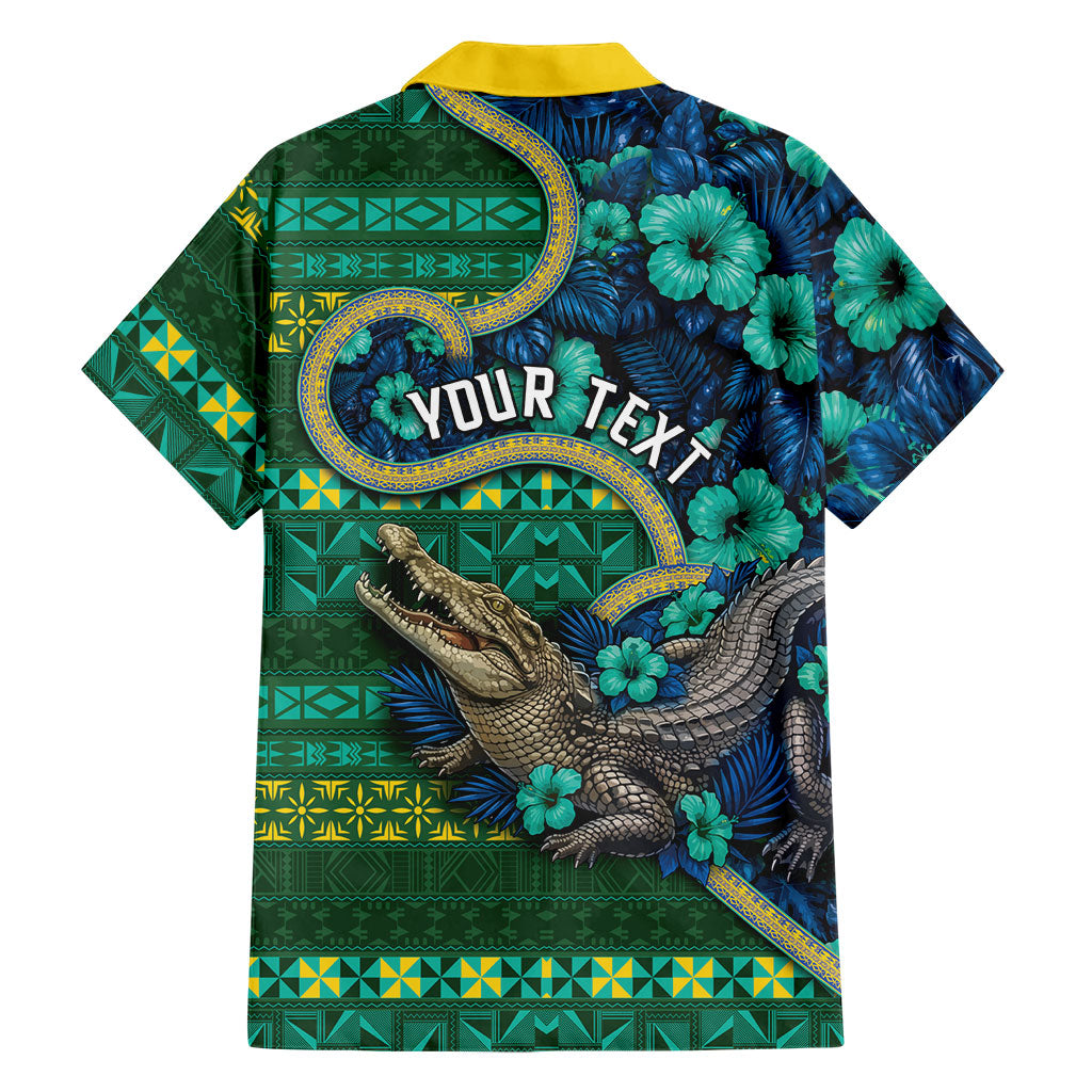 Personalised Solomon Islands Independence Day Family Matching Off Shoulder Maxi Dress and Hawaiian Shirt Crocodile Hibiscus Tribal Pattern