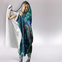 Solomon Islands Independence Day Hooded Blanket Crocodile Hibiscus Tribal Pattern