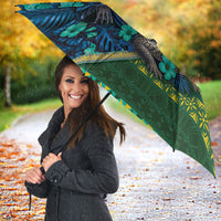 Solomon Islands Independence Day Umbrella Crocodile Hibiscus Tribal Pattern